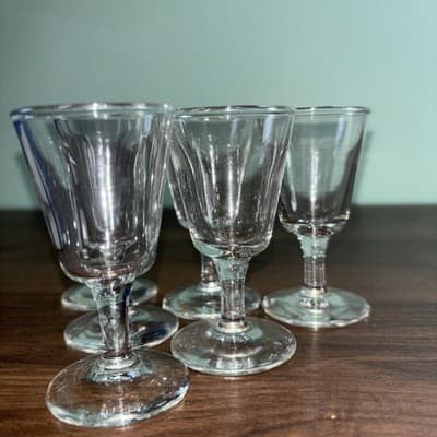 Plain glass mini flared cordial or sherry glasses set of 6 Approximately 5.5” - Thumbnail 4