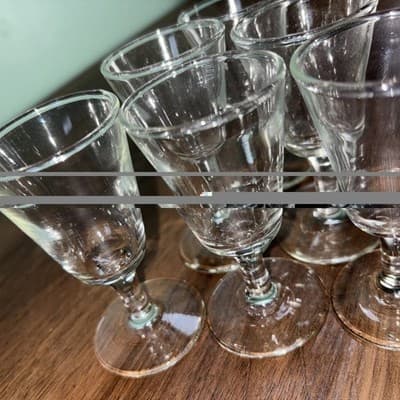 Plain glass mini flared cordial or sherry glasses set of 6 Approximately 5.5” - Thumbnail 5
