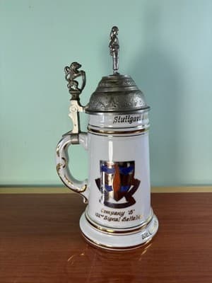 Beer Stein 102nd Signal Battalion Nude Lady Lithophane Lidded 1958 60 Germany