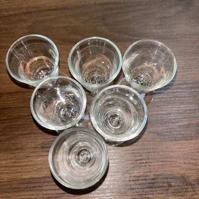 Plain glass mini flared cordial or sherry glasses set of 6 Approximately 5.5” - Thumbnail 3