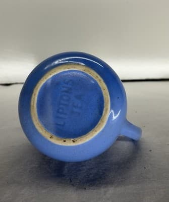 Vintage LIPTON TEA Collectable Blue Creamer by Hall Pottery USA EUC Pitcher - Thumbnail 2