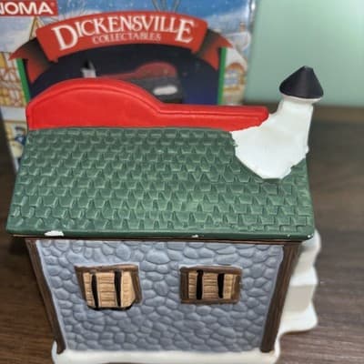 VTG Noma 1995 Dickensville Cider Stand Porcelain Christmas Village Accessories - Thumbnail 4