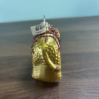 Blown Glass Elephant Christmas Ornament Gold-Tone w Jewels NWT Pier 1 - Thumbnail 5