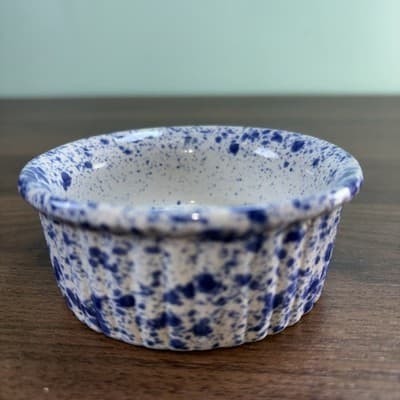 Vtg Monmouth Ramekin Replacement Speckled Blue USA Maple Leaf Single Piece - Thumbnail 4