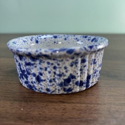 Vtg Monmouth Ramekin Replacement Speckled Blue USA Maple Leaf Single Piece - Thumbnail 3
