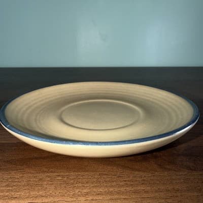 1 - Replacement Vintage Pfaltzgraff Folk Art Pattern Tan & Blue Saucers No Cups - Thumbnail 3