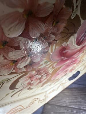 Pilgrim Art Tole Metal Floral Tray Large Handpainted Rectangle Shabby Victorian - Thumbnail 17
