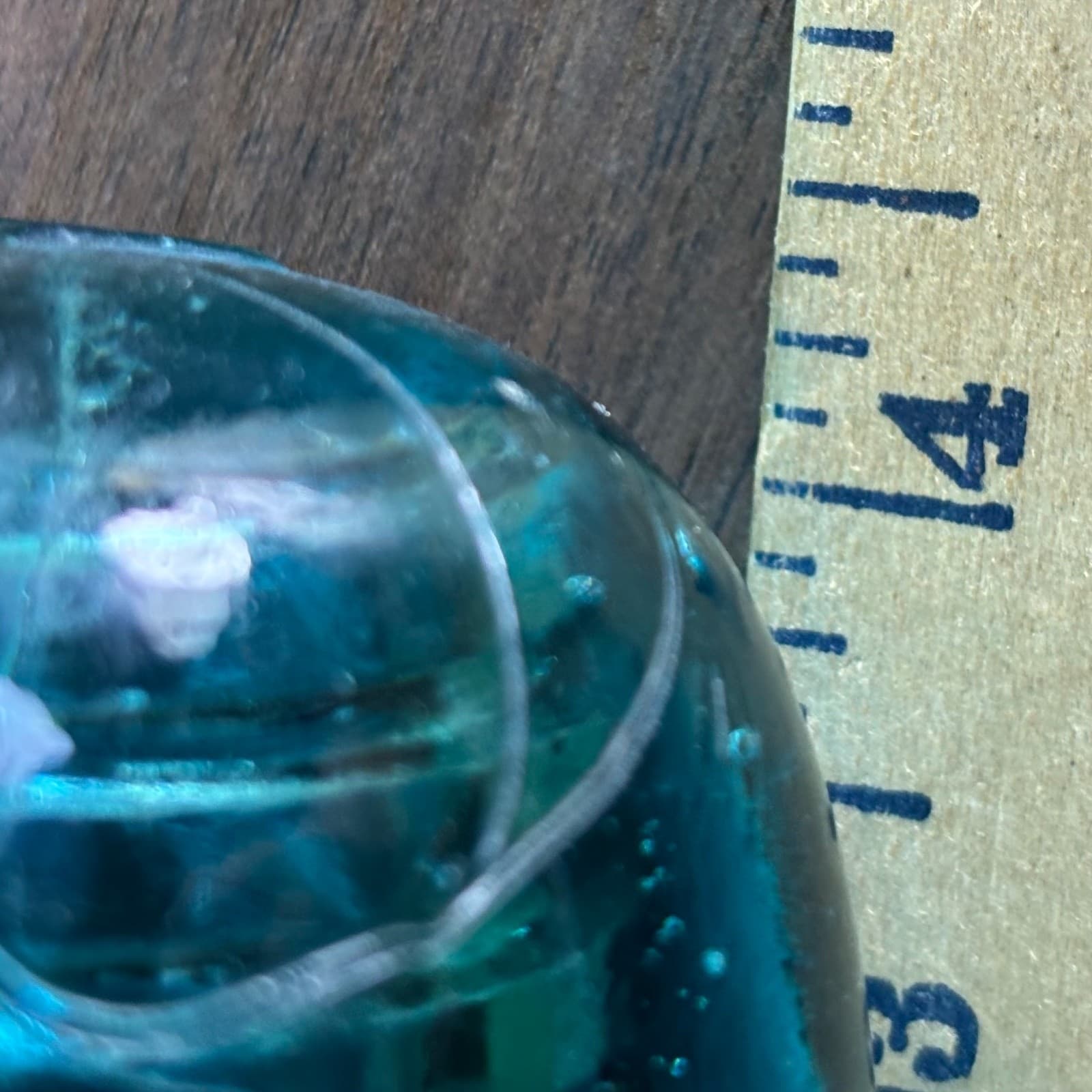 Antique H.G.CO. Aqua Glass Telegraph Insulator Big Bubbles H mark on top Blue - Thumbnail 3