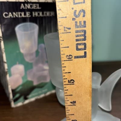 LE Smith Frosted Glass Angel Votive Cup Candle Holder 5.5" Tall Vintage Star - Thumbnail 8