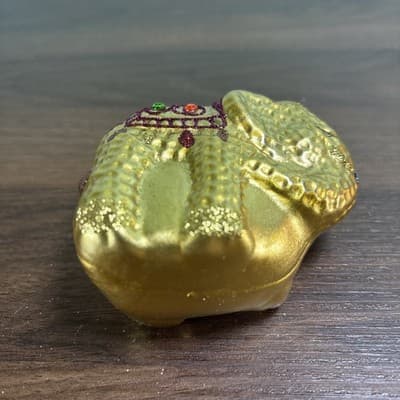 Blown Glass Elephant Christmas Ornament Gold-Tone w Jewels NWT Pier 1 - Thumbnail 6