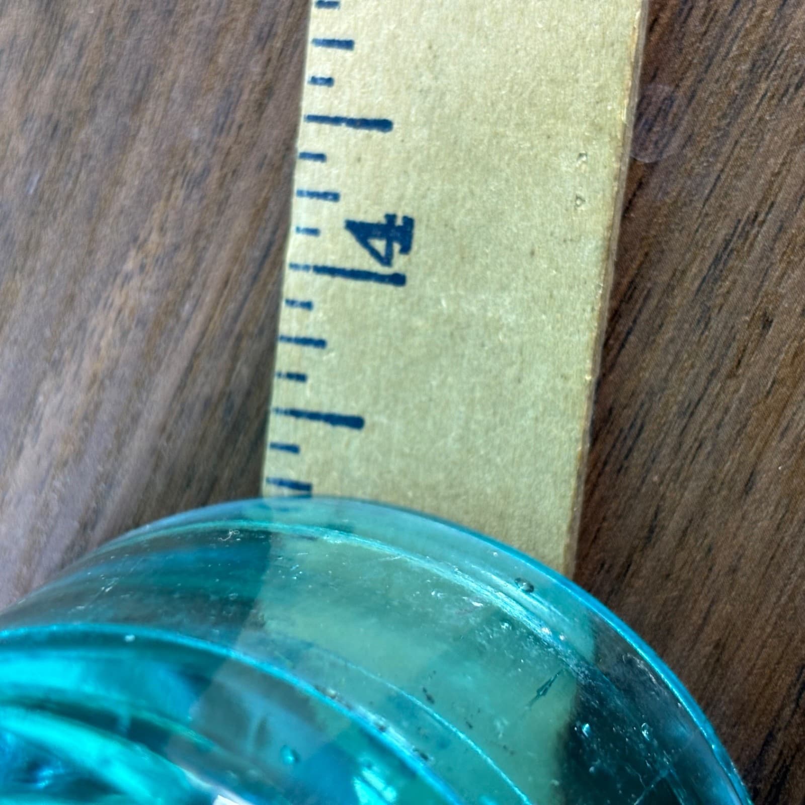 Antique H.G.CO. Aqua Glass Telegraph Insulator Big Bubbles H mark on top Blue - Thumbnail 4