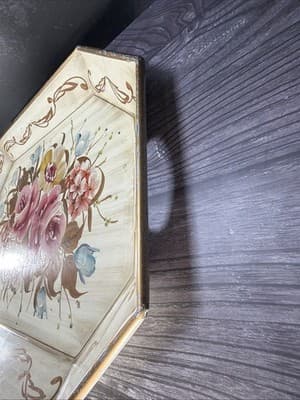 Pilgrim Art Tole Metal Floral Tray Large Handpainted Rectangle Shabby Victorian - Thumbnail 13