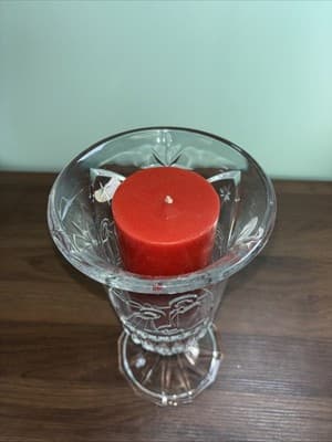St George Hurricane Candle Holder Christmas Nativity Fine Lead Crystal Pedestal - Thumbnail 7
