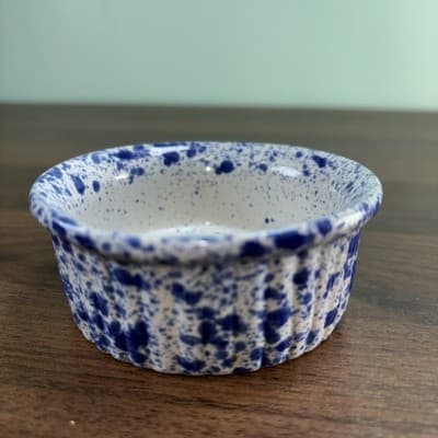 Vtg Monmouth Ramekin Replacement Speckled Blue USA Maple Leaf Single Piece - Thumbnail 5