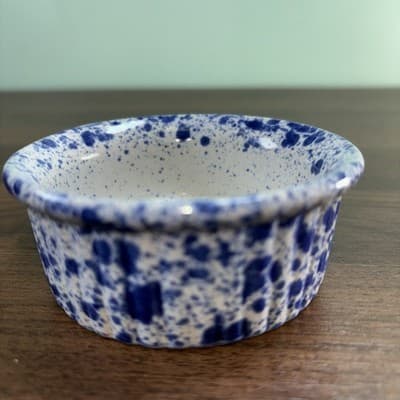 Vtg Monmouth Ramekin Replacement Speckled Blue USA Maple Leaf Single Piece - Thumbnail 6
