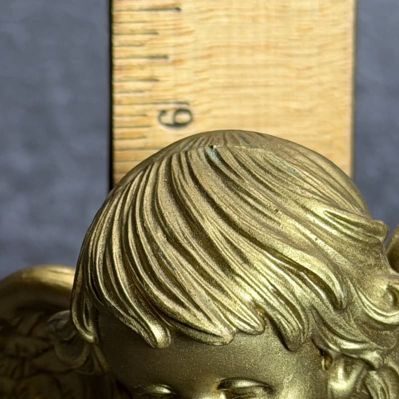 Vintage Italian Gold Painted Resin Kneeling Praying Winged Cherub Angel Figurine - Thumbnail 14