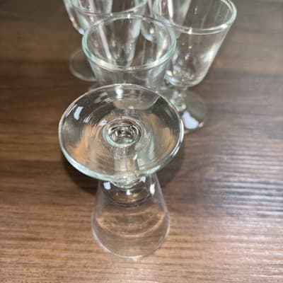 Plain glass mini flared cordial or sherry glasses set of 6 Approximately 5.5” - Thumbnail 7