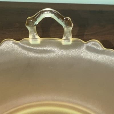 Lancaster Depression Glass Topaz Yellow Large Serving Bowl Frosted Satin 10” - Thumbnail 10