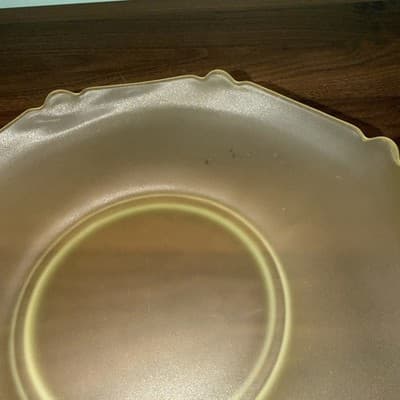 Lancaster Depression Glass Topaz Yellow Large Serving Bowl Frosted Satin 10” - Thumbnail 4