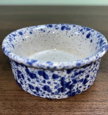 Vtg Monmouth Ramekin Replacement Speckled Blue USA Maple Leaf Single Piece