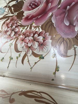 Pilgrim Art Tole Metal Floral Tray Large Handpainted Rectangle Shabby Victorian - Thumbnail 19