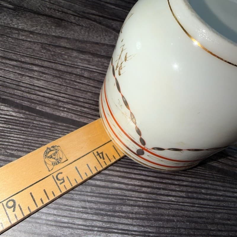Antique Victorian Porcelain Mustache Cup with Orange Swag and Gold Gilt Design - - Thumbnail 9