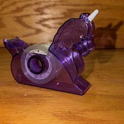 Vintage Purple Unicorn Desk Fun Refillable Tape Dispenser Clear Tape 3/4 Inch - Thumbnail 2