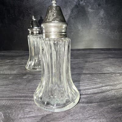 Vintage Leonard Crystal SilverPlated 6" Tall Salt & Pepper Shakers - Thumbnail 6