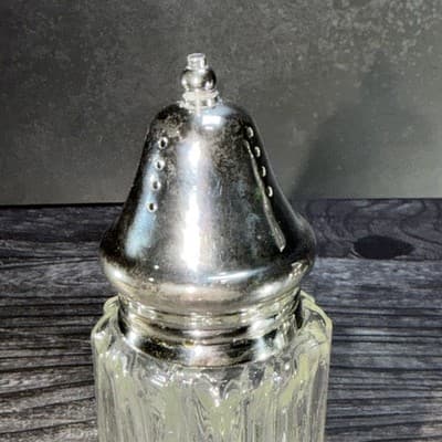 Vintage Leonard Crystal SilverPlated 6" Tall Salt & Pepper Shakers - Thumbnail 4
