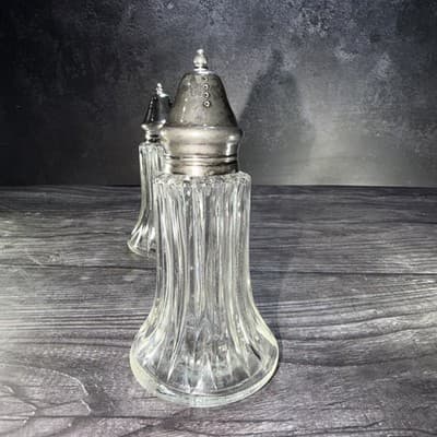 Vintage Leonard Crystal SilverPlated 6" Tall Salt & Pepper Shakers - Thumbnail 7