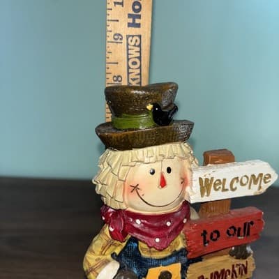Harvest Fall Decor Figurine-Farmer With Welcome To Our Patch Sign 8 “ Tall - Thumbnail 11