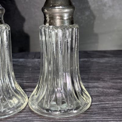Vintage Leonard Crystal SilverPlated 6" Tall Salt & Pepper Shakers - Thumbnail 2