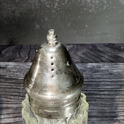 Vintage Leonard Crystal SilverPlated 6" Tall Salt & Pepper Shakers - Thumbnail 3