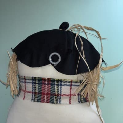 Primitive Stuffed Snowman Large 20” Pillow Primitive Patchwork Plaid Buttons - Thumbnail 8