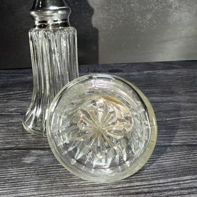 Vintage Leonard Crystal SilverPlated 6" Tall Salt & Pepper Shakers - Thumbnail 8