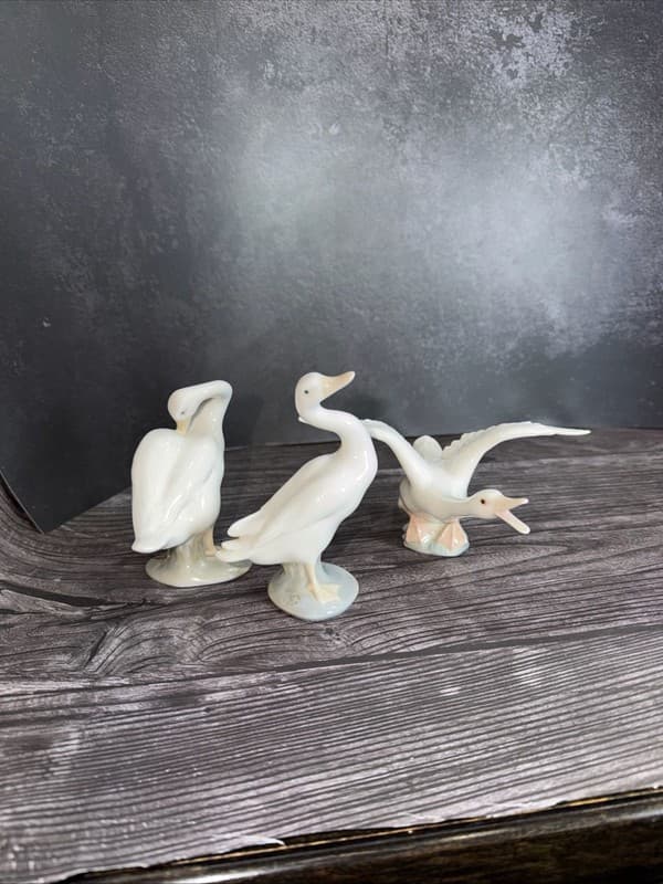 Vintage Lladro Porcelain Geese Figurines Set of 3 - Retired Spain (#4551, #4552, - Thumbnail 4