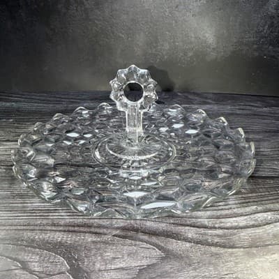 Vintage Fostoria American Glass Center Handle Serving Sandwich Plate Tray 1960's - Thumbnail 9