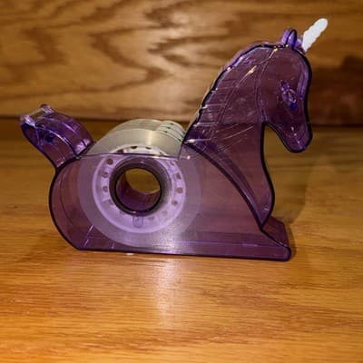 Vintage Purple Unicorn Desk Fun Refillable Tape Dispenser Clear Tape 3/4 Inch - Thumbnail 3