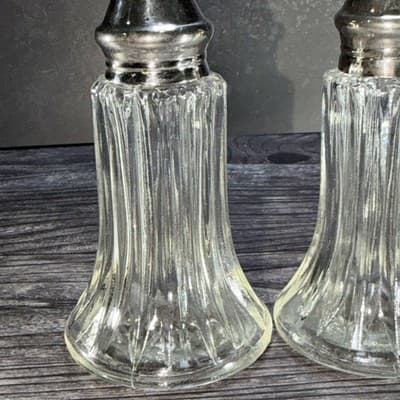 Vintage Leonard Crystal SilverPlated 6" Tall Salt & Pepper Shakers - Thumbnail 5
