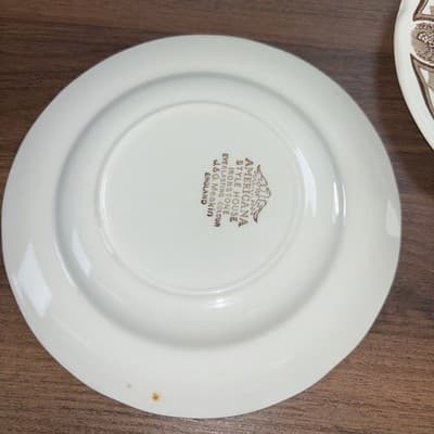 J&G Meakin Designer Plate Americana Style House Ironstone Brown Ships Harbor VTG - Thumbnail 7