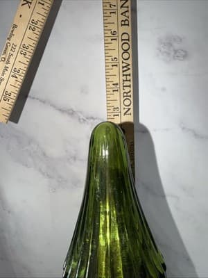 GREEN METALLIC Glass Christmas Tree Mercury SCULPTURE HOLIDAY DECOR 13” 8” - Thumbnail 8