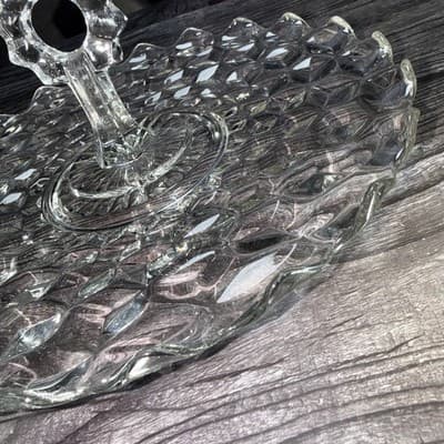 Vintage Fostoria American Glass Center Handle Serving Sandwich Plate Tray 1960's - Thumbnail 4