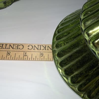 GREEN METALLIC Glass Christmas Tree Mercury SCULPTURE HOLIDAY DECOR 13” 8” - Thumbnail 11