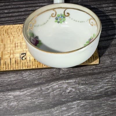 Antique Nippon Noritake Hand Painted Condiment Ladle Flowers And Gold - Thumbnail 10
