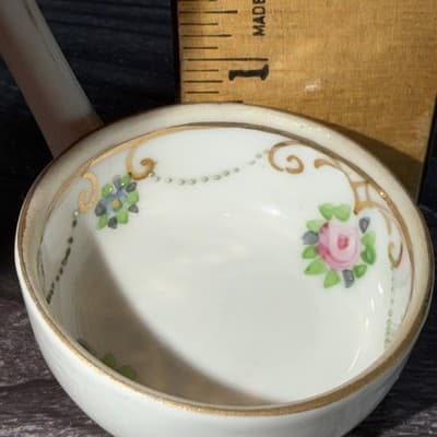 Antique Nippon Noritake Hand Painted Condiment Ladle Flowers And Gold - Thumbnail 11