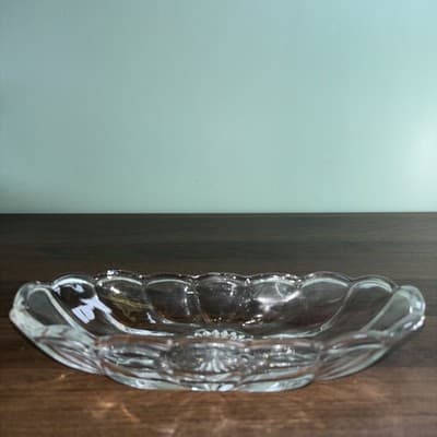 Vintage Heisey Clear Glass Oval Candy Nut Relish Dish Colonial Pattern