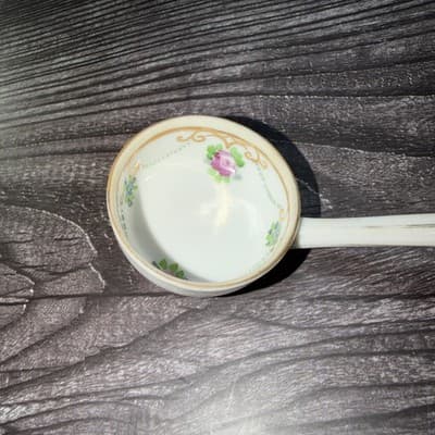 Antique Nippon Noritake Hand Painted Condiment Ladle Flowers And Gold - Thumbnail 2
