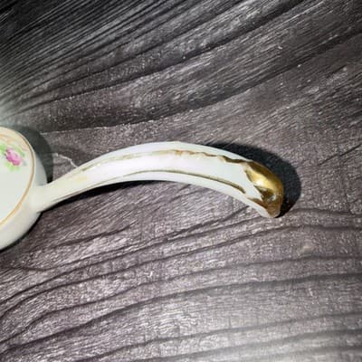 Antique Nippon Noritake Hand Painted Condiment Ladle Flowers And Gold - Thumbnail 3