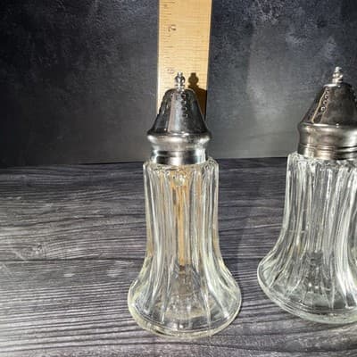 Vintage Leonard Crystal SilverPlated 6" Tall Salt & Pepper Shakers - Thumbnail 19