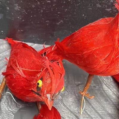 Vintage Lot Of 17 Cardinals with Feathers And Wire For Hanging Ornaments Crafts - Thumbnail 2